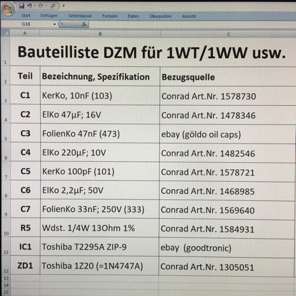 Liste der gefährdeten Bauteile..