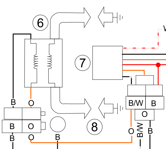 Funktion Doppelzündspule.<br />6-Zündspule<br />8-Zündkerzen