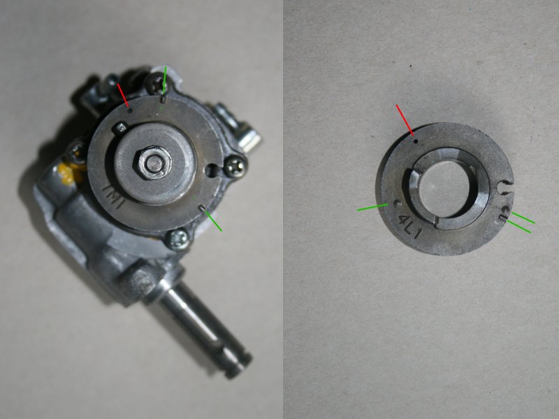 Beide Exenterscheiben nebeneinander. Links die Scheibe mit 1M1-Beschriftung, rechts die mit 4L1.