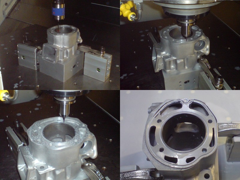 Oben links: Nullpunkt holen<br />Oben rechts: &amp;quot;Luft&amp;quot; fräsen. (grobe Kontrolle<br />Unten links: 0,02mm tief vorfräsen, Kontrolle, ggf korrigieren<br />Unten rechts: Noch ganz naß