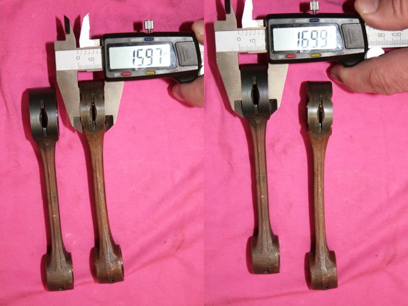 Pleuel der 4L0 und 29L ... beide Schrott .. aber schön zu sehen, dass das Maß um 1 mm unterschiedlich ist.